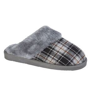 Sleepers Womens/Ladies Leyla Checked Slippers / Black/Gray